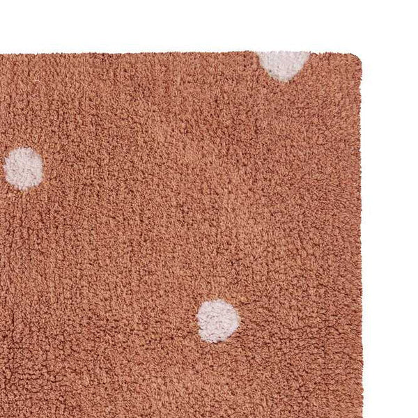 Lorena Canals, machine wasbaar vloerkleed, bruin met witte stippen. formaat: 100x150 cm