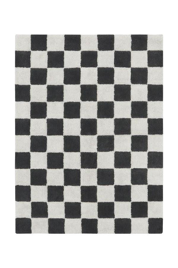 Lorena Canals Machine wasbaar vloerkleed. Rechthoekig. Keuken Tegels in het donker grijs.