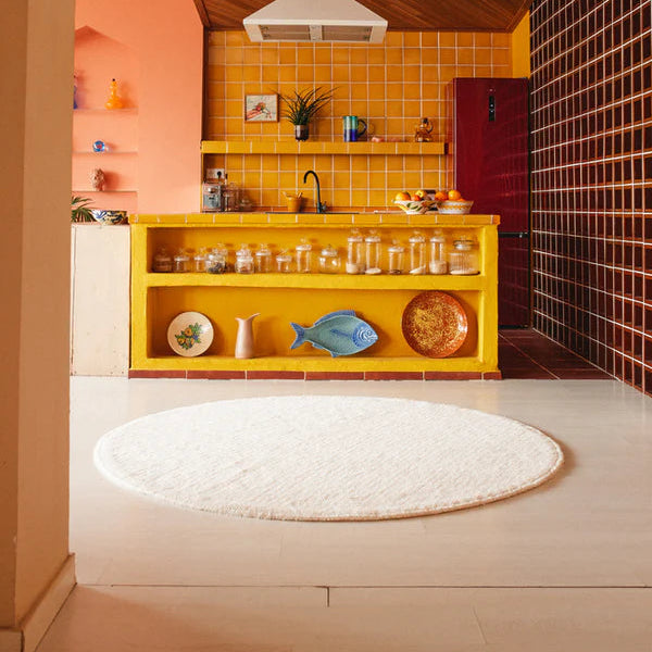 Lorena Canals Machine wasbaar vloerkleed Wol Rond Naturel