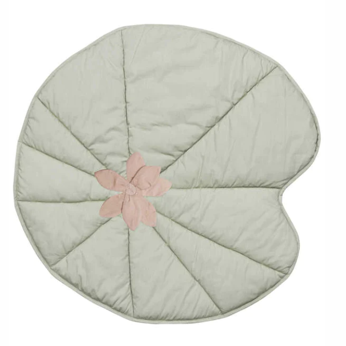 Lorena Canals Machine wasbare speelmat voor babygym. In de vorm van een waterlelie. Kleur: Olijf Groen