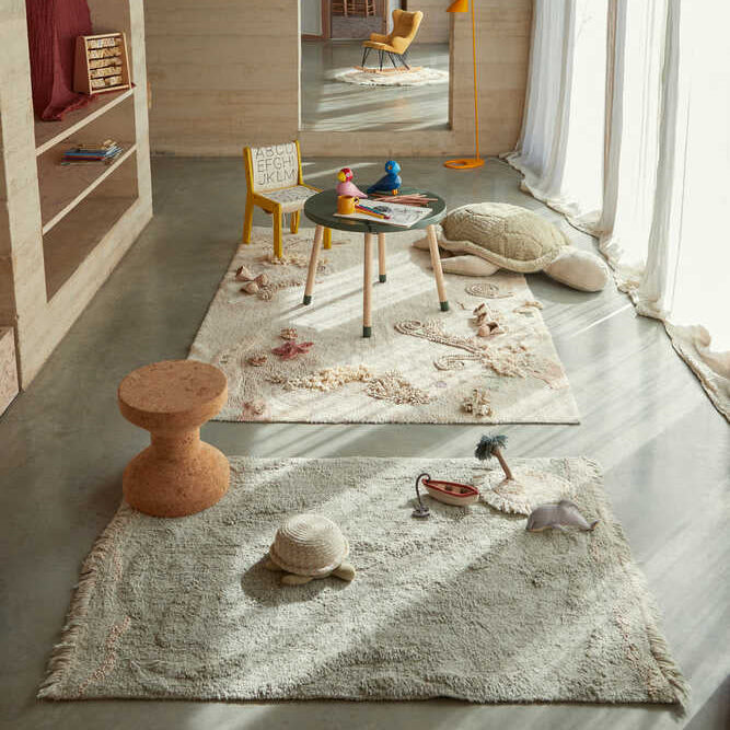 Lorena Canals Machine wasbaar vloerkleed, rechthoekig in het thema van de onder water wereld.