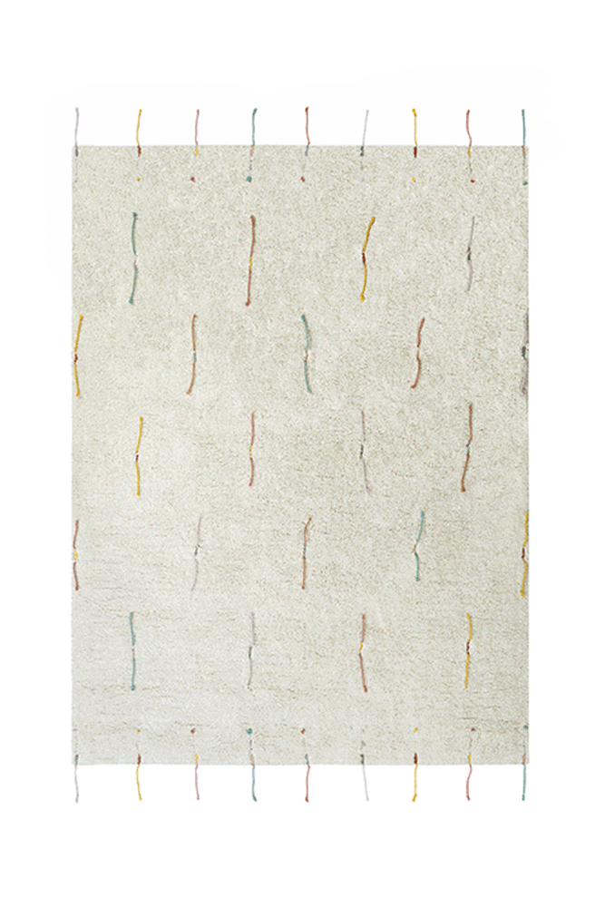 Lorena Canals Machine wasbaar vloerkleed, beige met gekleurde Wildflowers