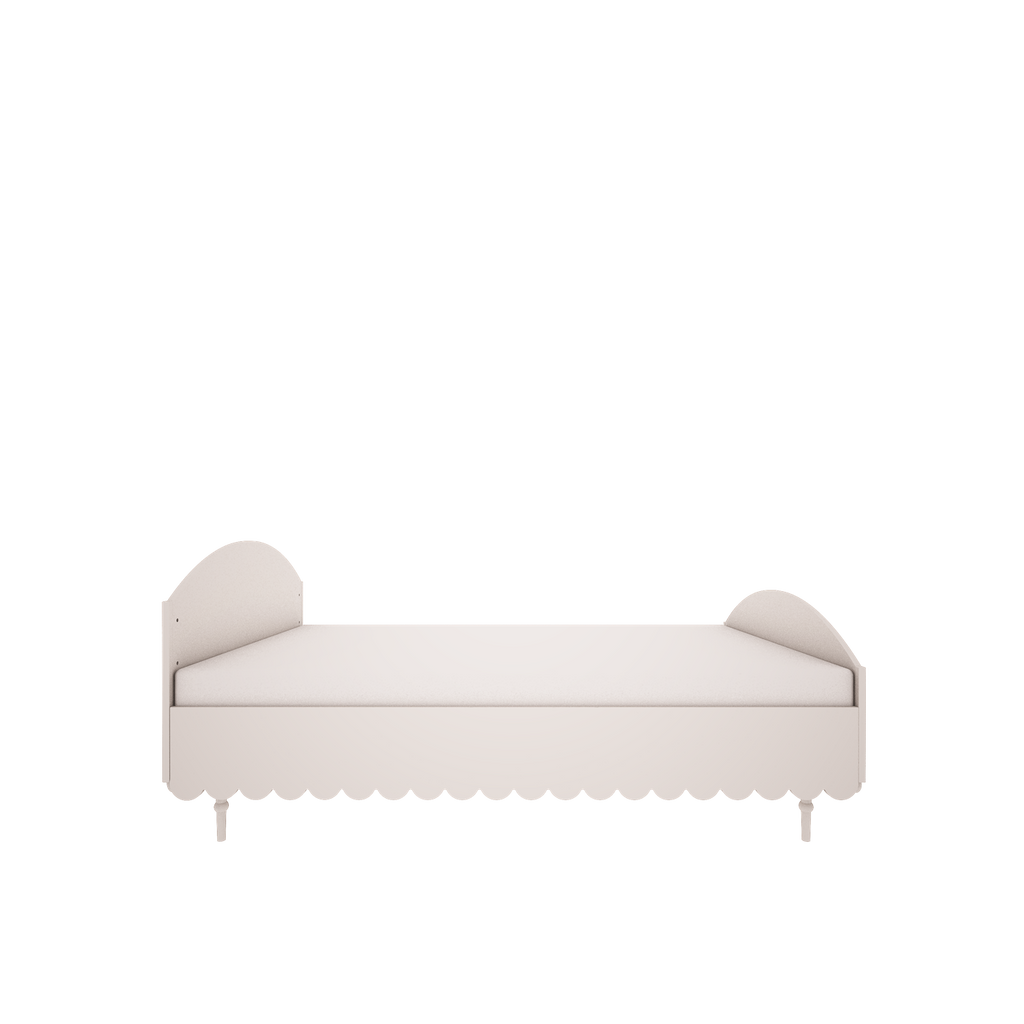 Een wit kinderbed met matras