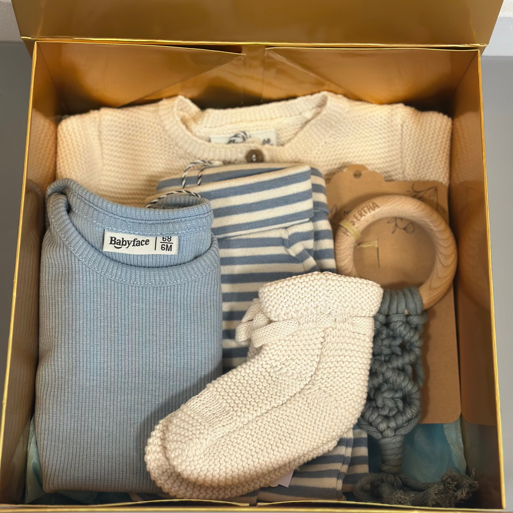 Lovt Amsterdam Kraammand Blauw in gouden doos