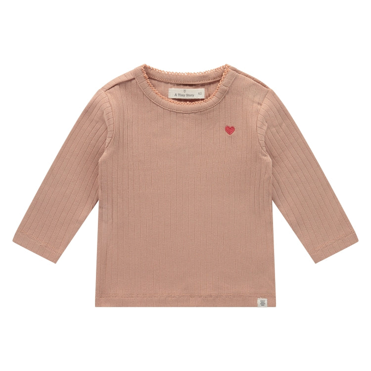 Een koraalkleurige longsleeve