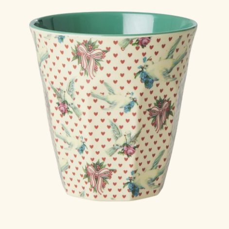 Melamine beker medium in crème kleur met winter print.