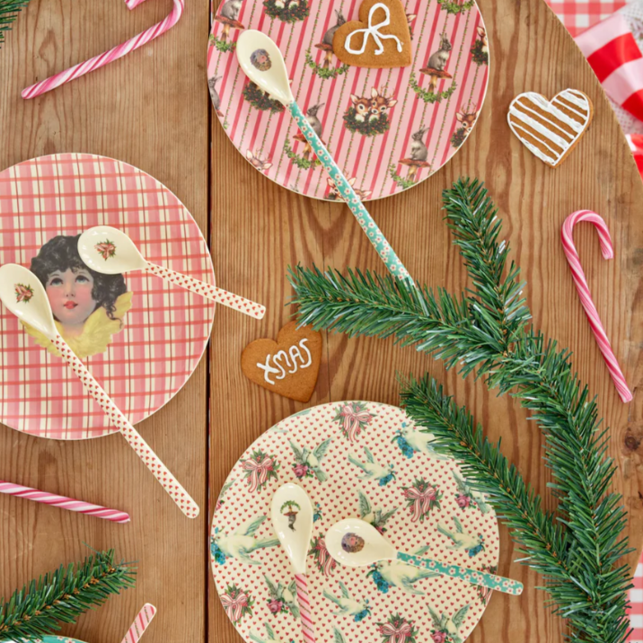 Melamine bordje van 20 cm met een kerst print.