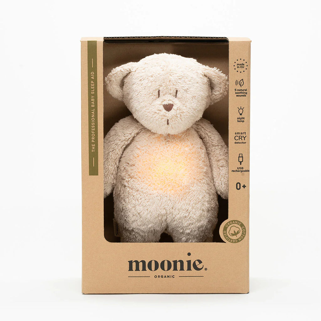 Moonie 2.0 Upgrade - Knuffel Hartslag en Licht - Beer Organic Sand Natur