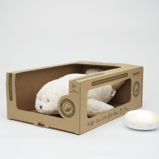 Knuffel in de vorm van een zeehond met een module in het buikje met Hartslag en Licht 