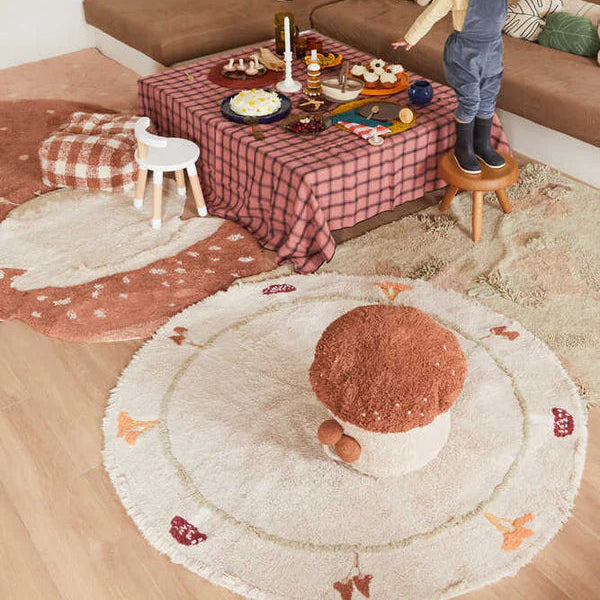 Lorena Canals rond vloer kleed 140 cm met paddenstoelen
