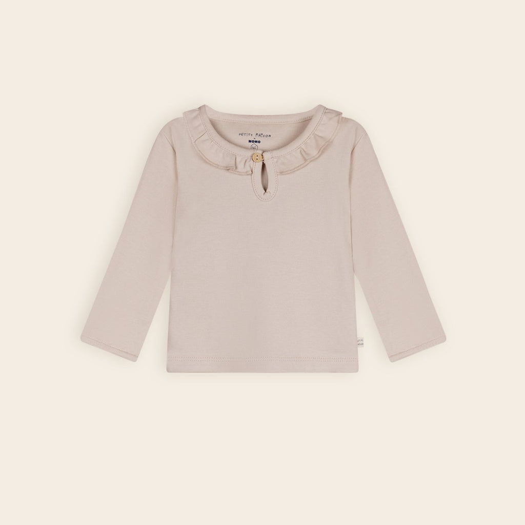 Petite Maison Baby longsleeve in beige, roze en wit. In de maat 50,56,62,68,74