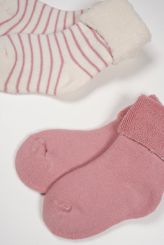 Petite Maison Babysokjes Set Roze en Offwhite in maat 50,56,62,68