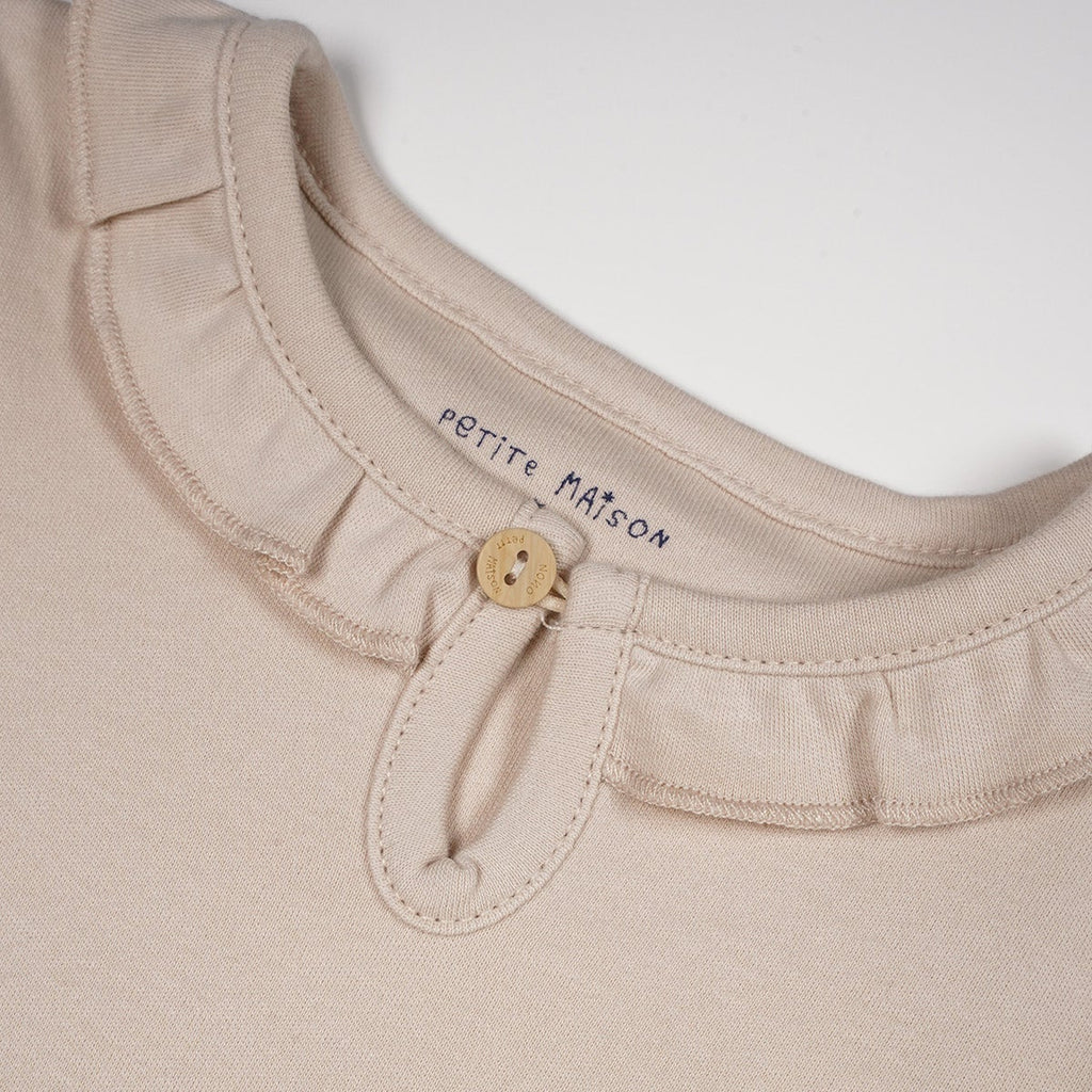 Petite Maison Baby longsleeve in beige, roze en wit. In de maat 50,56,62,68,74