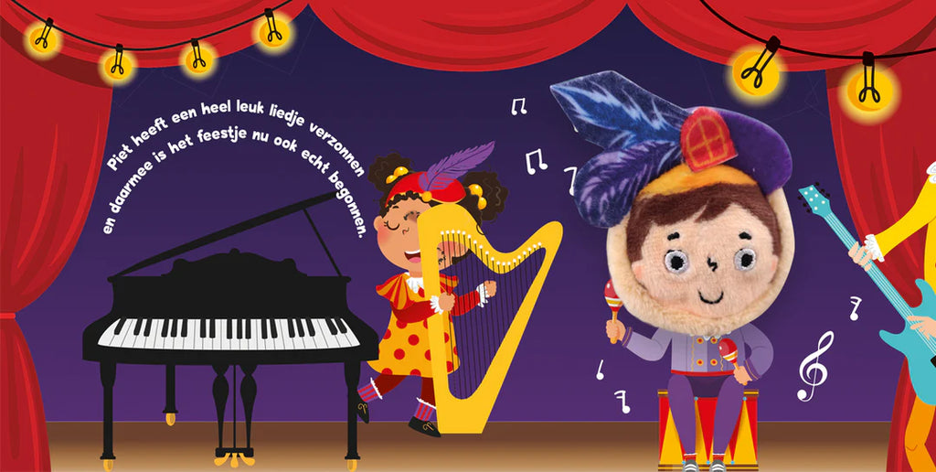 Dit stevige kartonboek bevat een vingerpop van Sinterklaas met daarin een piepende verrassing! Iedere pagina bevat een vrolijk tekstje op rijm.