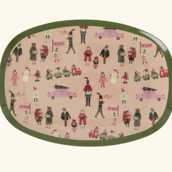 Klein rechthoekig bordje van melamine met kerst, holiday print.