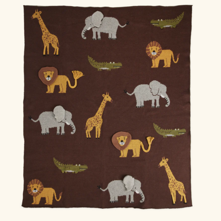 Rice - Babydeken Katoen - Bruin - Jungle dieren