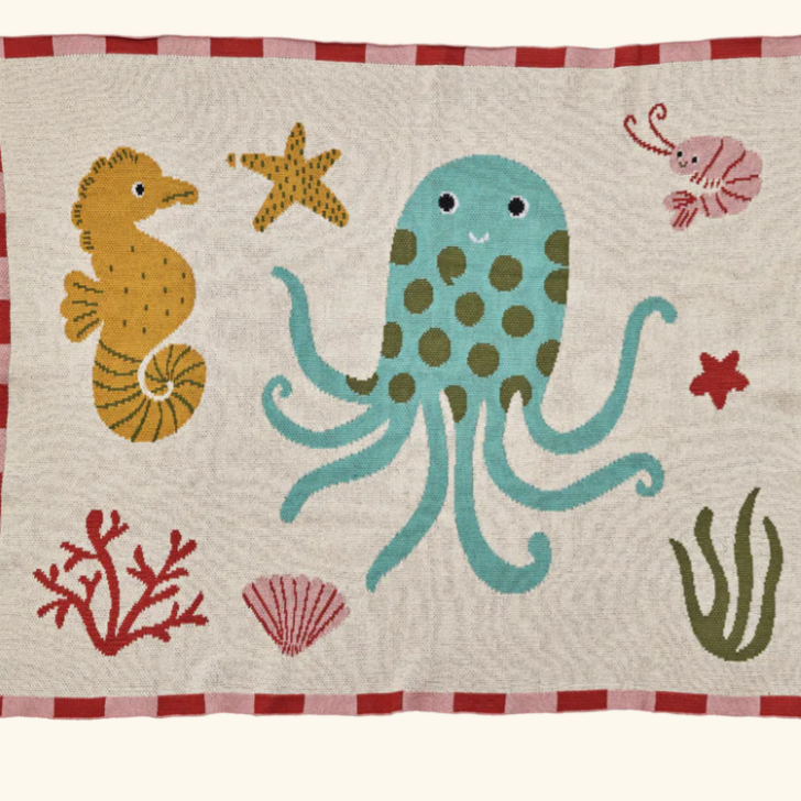 Rice - Katoen Babydeken - Koraal - Ocean Design