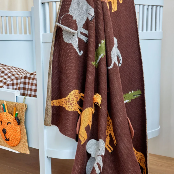 Rice - Babydeken Katoen - Bruin - Jungle dieren