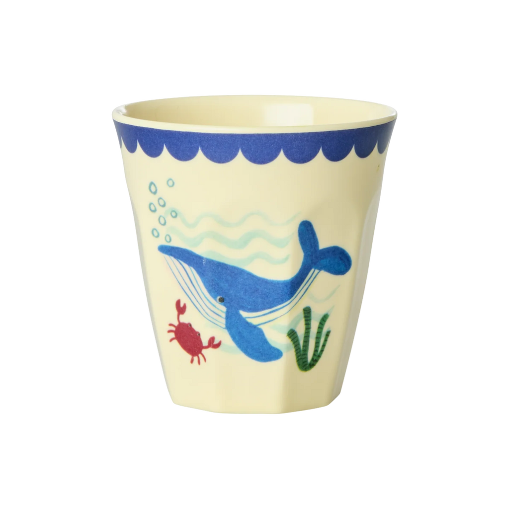 Rice Beker Set van 6 bekers. Voor kinderen. Gemaakt van melamine. Small  - 160 ml. Print Sealife verkrijgbaar in blauw en roze