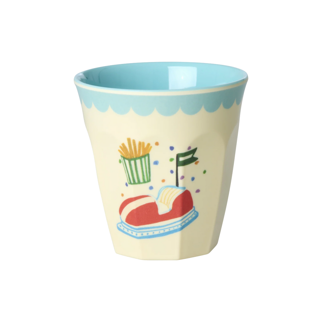 Rice Beker set van  kinderbekers, 160 ml, 6 verschillende bekers in de thema circus, blauw.