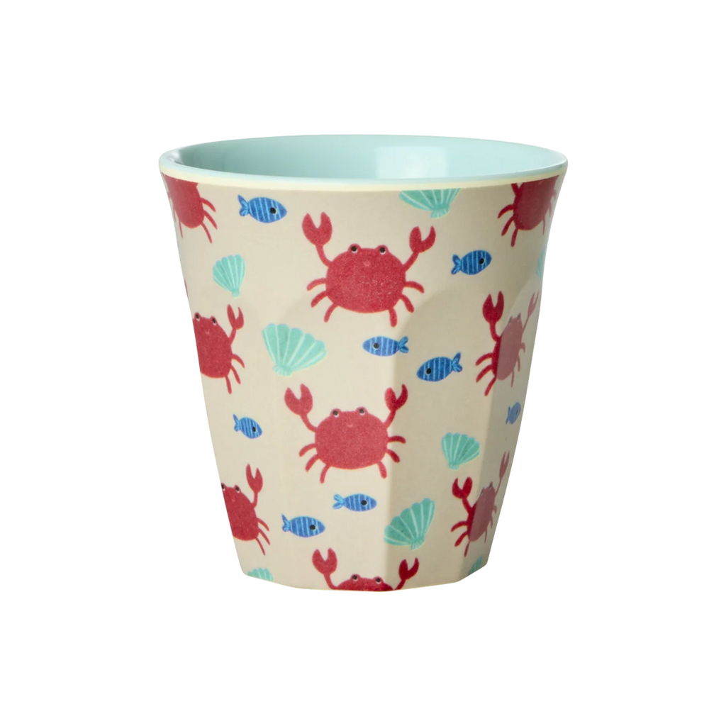 Rice Beker Set van 6 bekers. Voor kinderen. Gemaakt van melamine. Small  - 160 ml. Print Sealife verkrijgbaar in blauw en roze