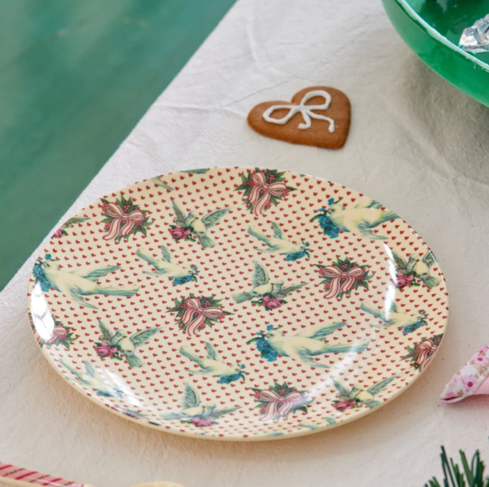 Melamine bordje van 20 cm met een kerst print.