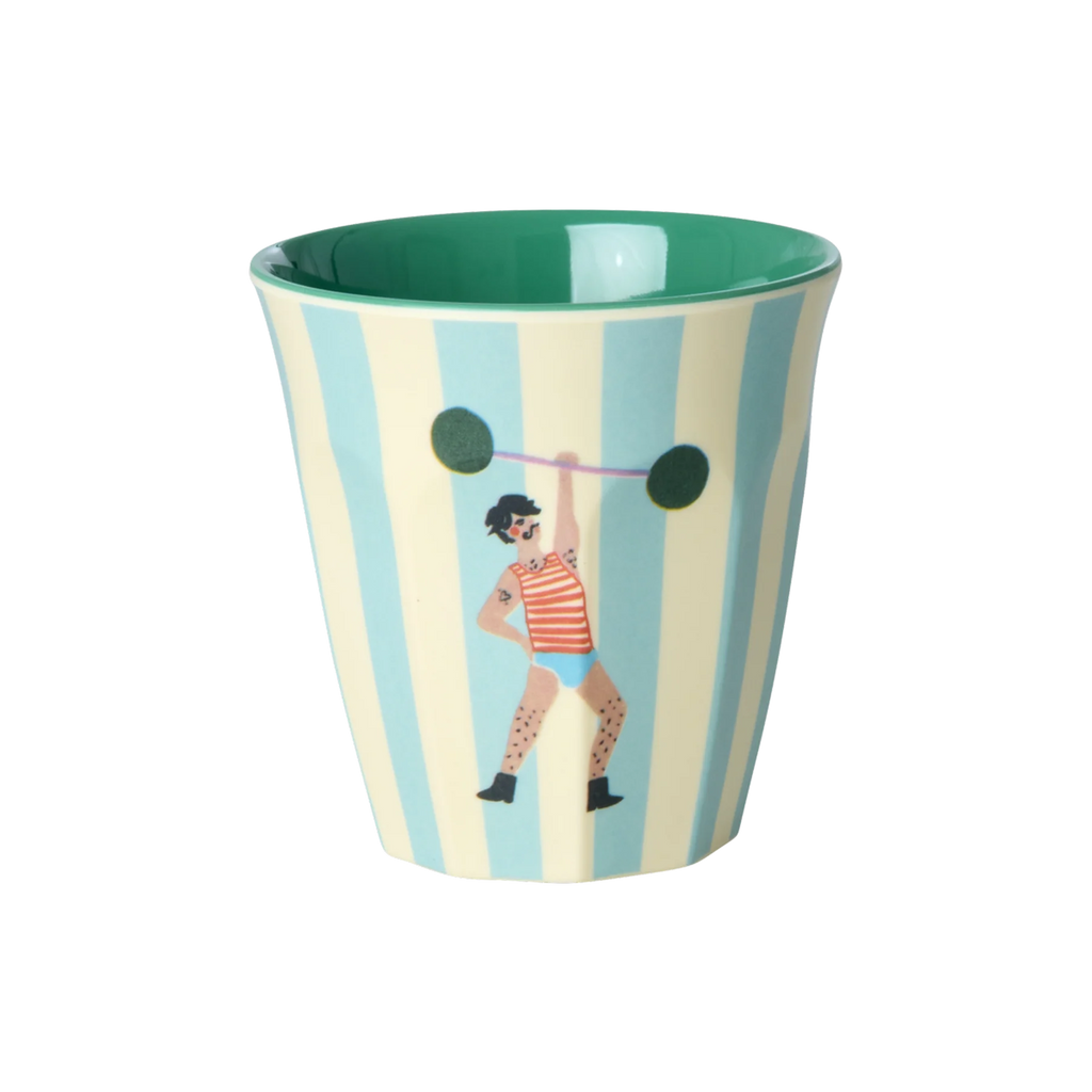 Rice Beker set van  kinderbekers, 160 ml, 6 verschillende bekers in de thema circus, blauw.
