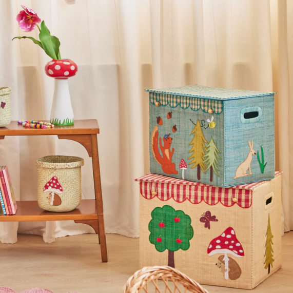 Opbergmand - Extra groot Raffia - Natuurlijk - Happy Forest Theme - Opvouwbaar