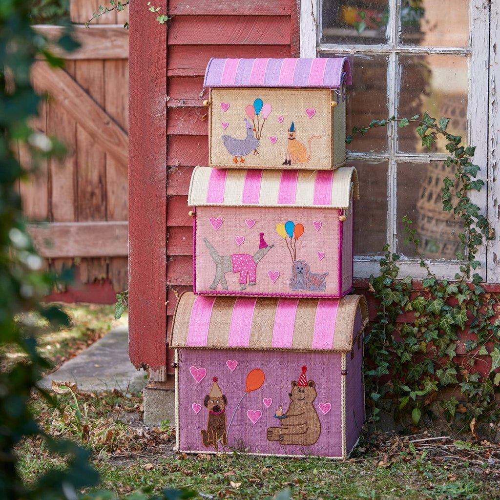 Rice Raffia Opbergmanden Party Pink Small Medium Large formaat