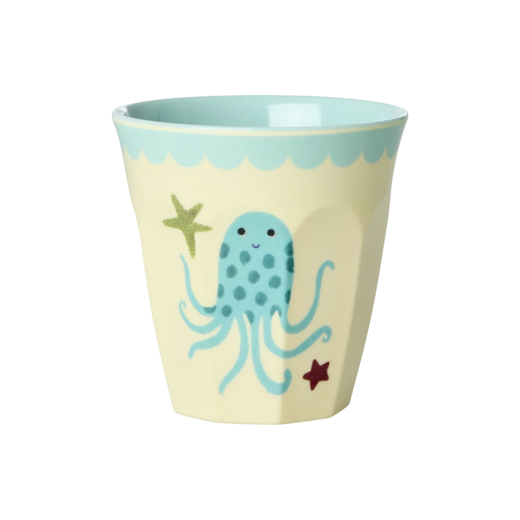 Rice Beker Set van 6 bekers. Voor kinderen. Gemaakt van melamine. Small  - 160 ml. Print Sealife verkrijgbaar in blauw en roze