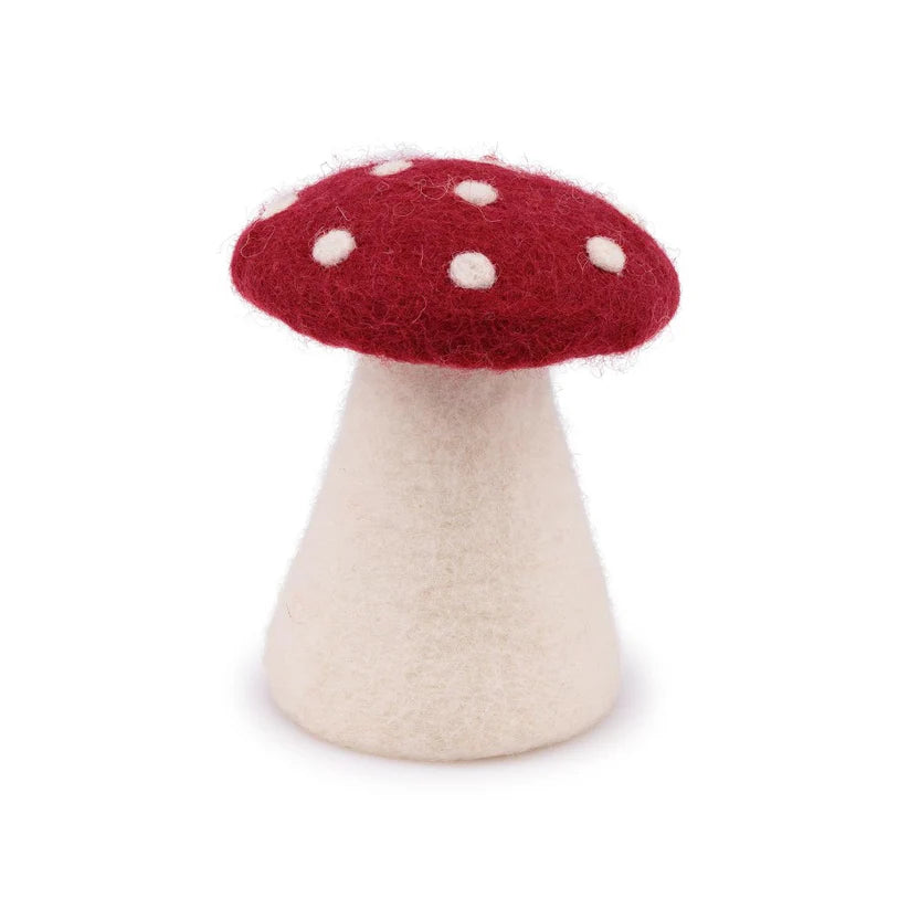 Sjaal met verhaal - paddenstoel - rood met witte stippen - wolvilt