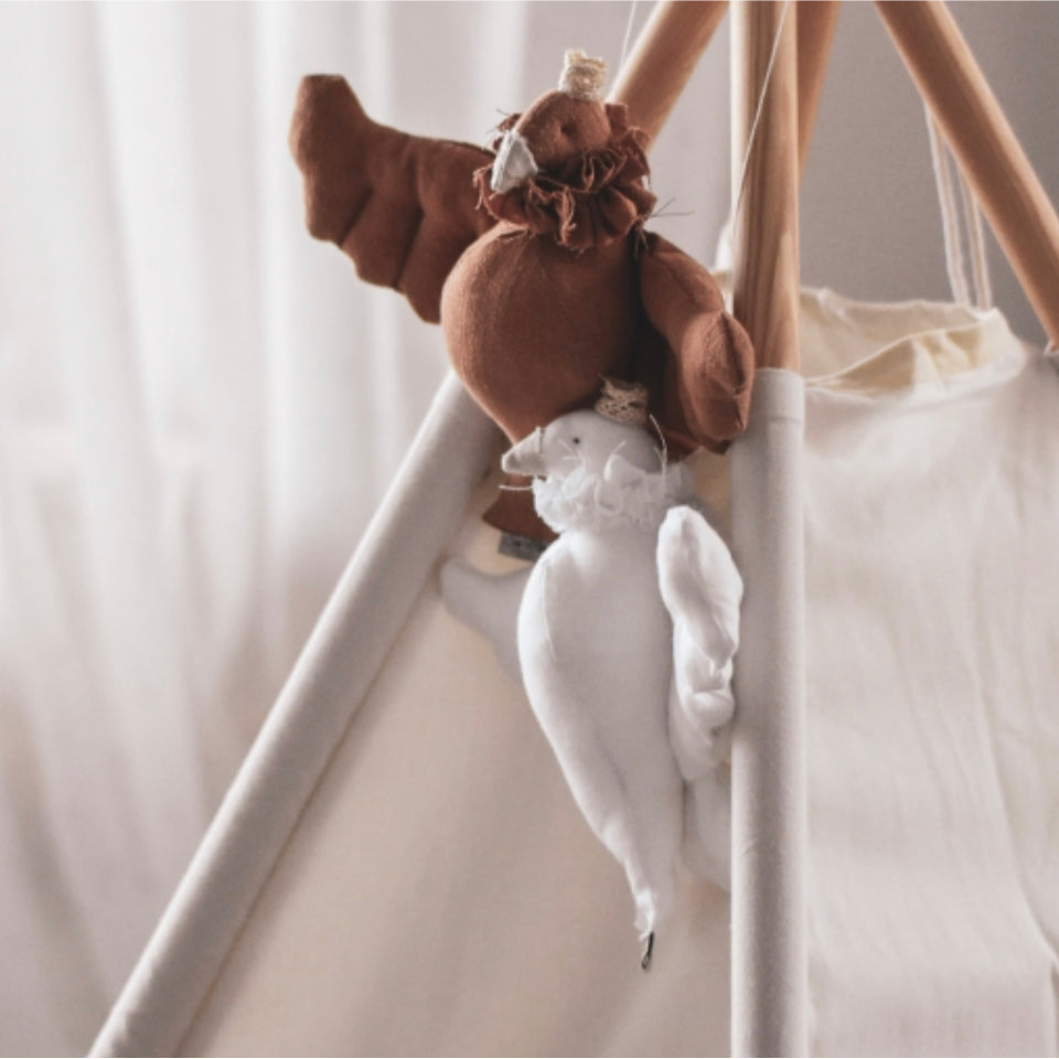 Linnen vogeltje Donker Bruin