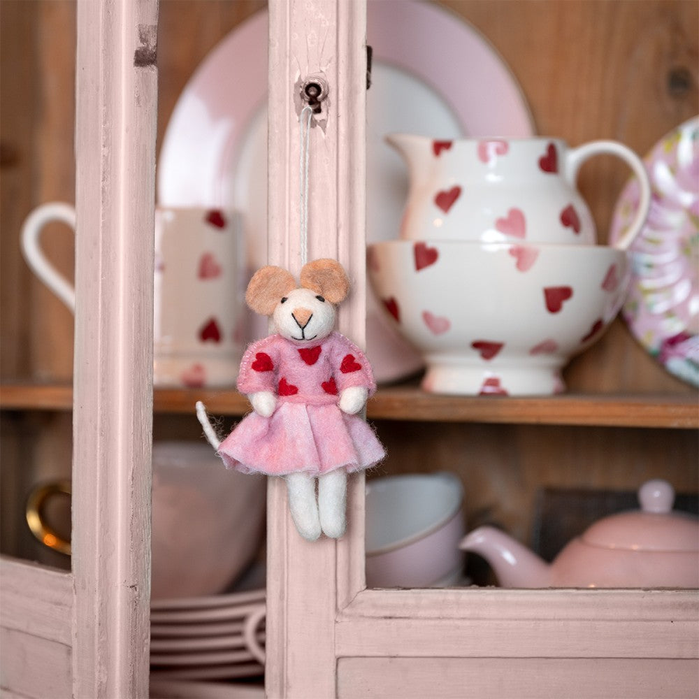 Sjaal met verhaal Hanger Muis Roze gemaakt van wolvilt.