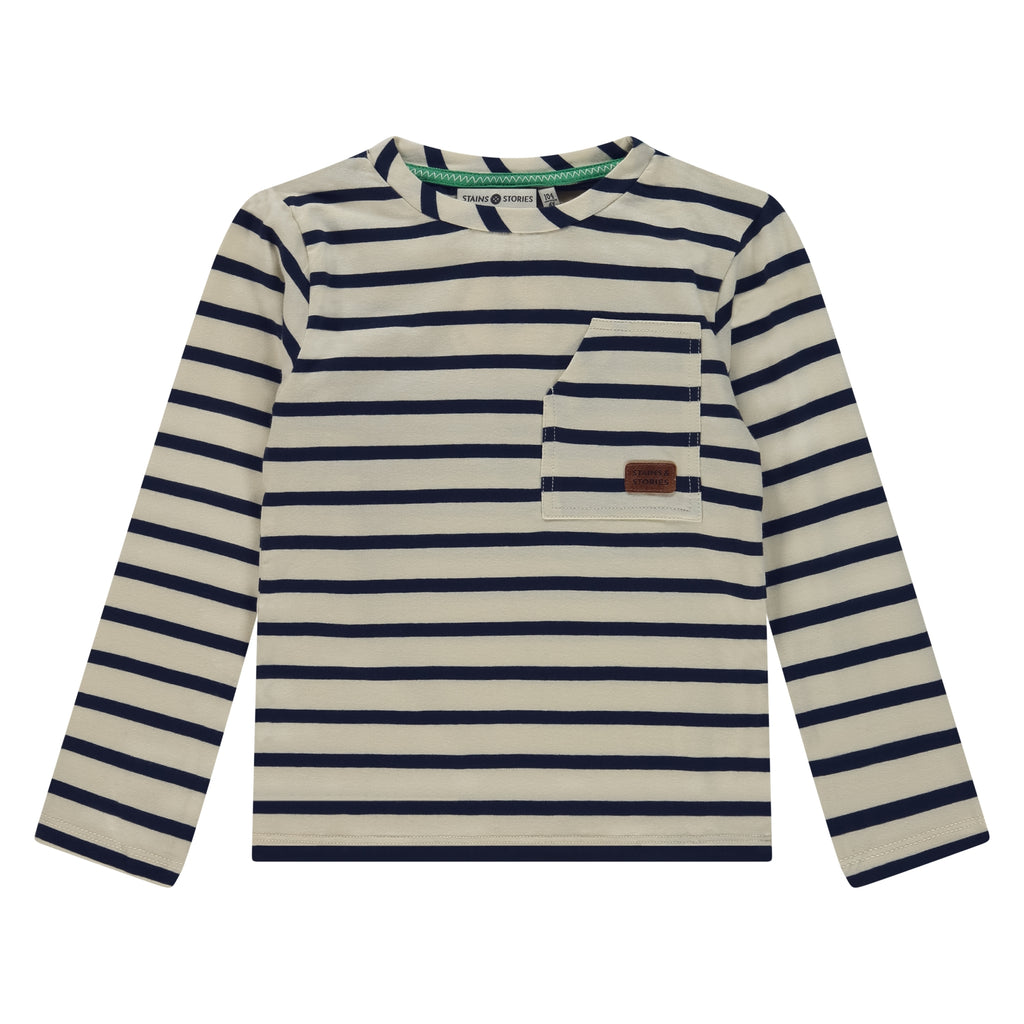 Stains & Stories - Boys - Long sleeve - Blue Stripe in maat 92,98,104,110,116