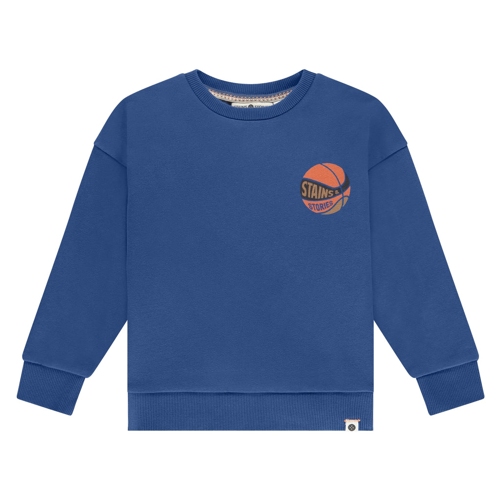 Stains & Stories Boys Sweater Basketbal Blauw in maat 92,98,104,110,116