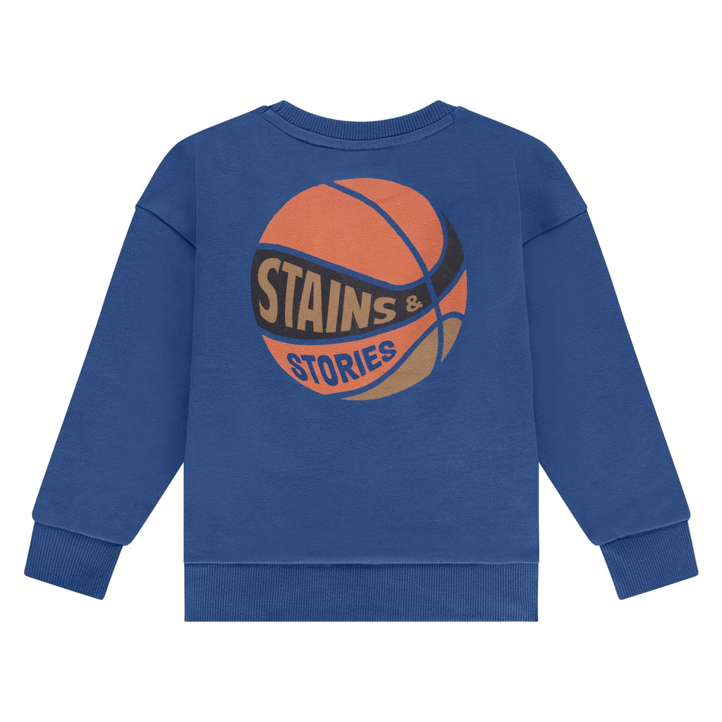Stains & Stories Boys Sweater Basketbal Blauw in maat 92,98,104,110,116
