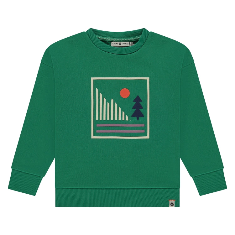Stains & Stories Boys Sweater Grass Groen in maat 92,98,104,110,116