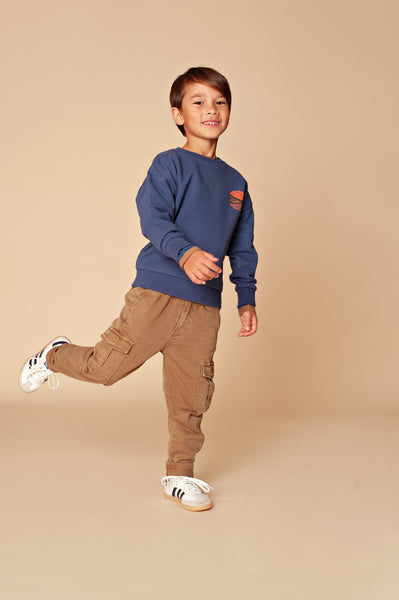 Stains & Stories Boys Sweater Basketbal Blauw in maat 92,98,104,110,116