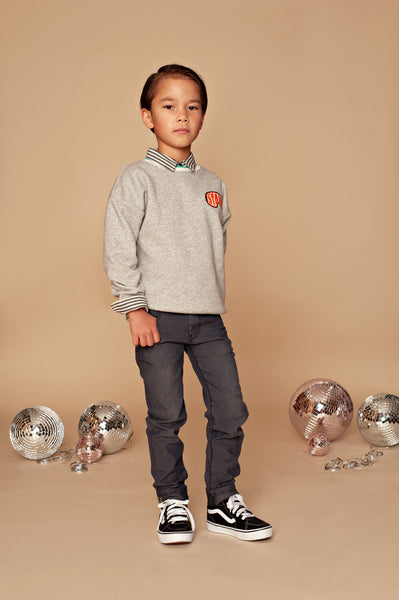 Stains & Stories Boys Sweatshirt Licht Grijs met Snowboardbril in maat 92,98,104,110,116