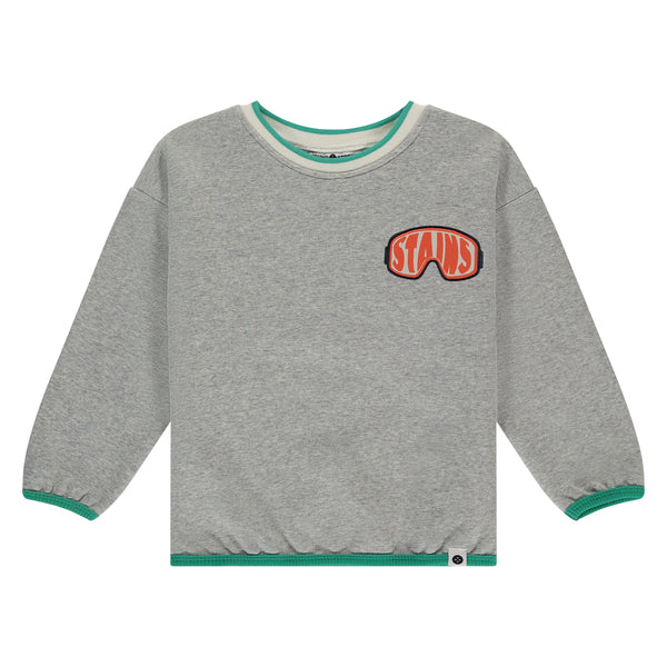 Stains & Stories Boys Sweatshirt Light Grey met Snowboardbril in maat 92,98,104,110,116