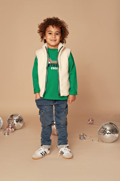 Stains & Stories Boys Vestje Teddy Offwhite in maat 92,98,104,110,116