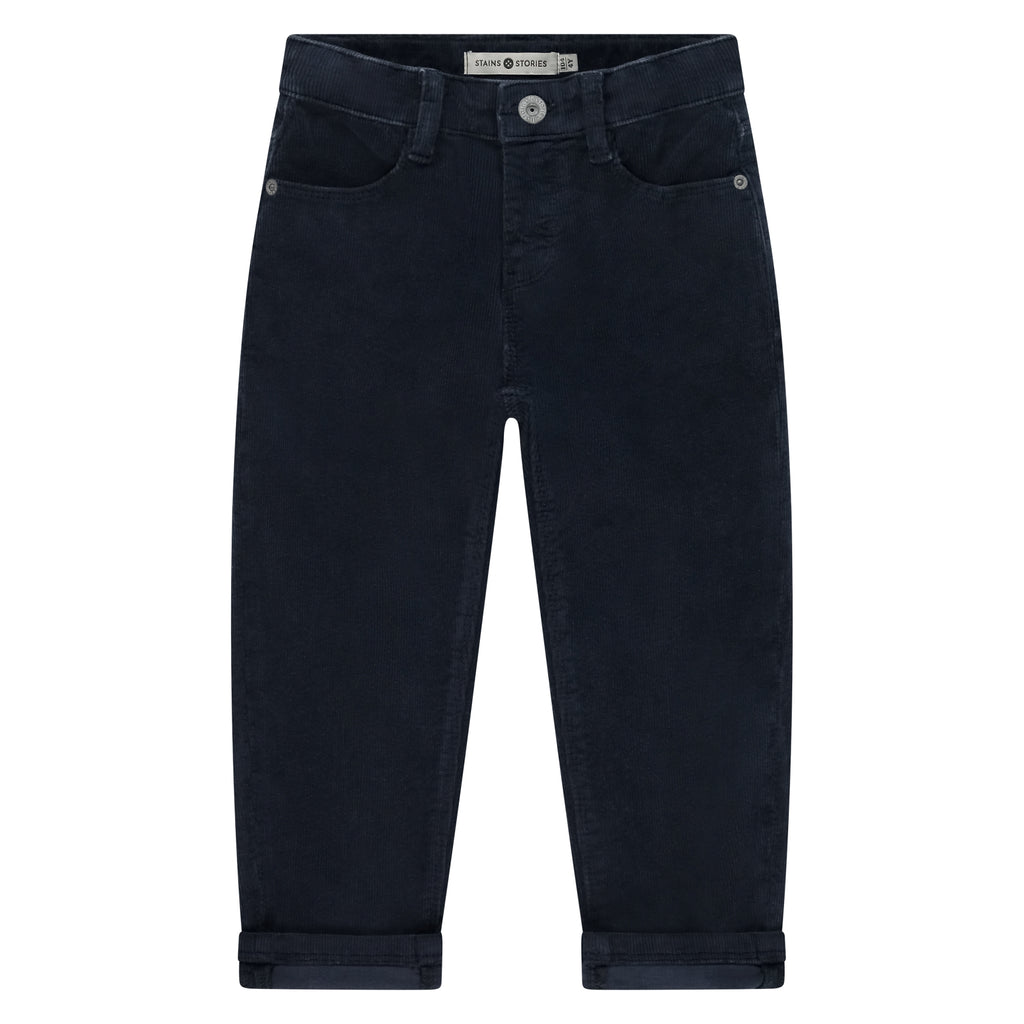Stains & Stories Boys donker blauwe broek katoen in maat 92,98,104,110,116