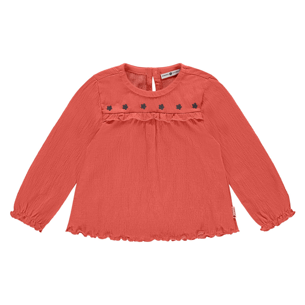 Stains & Stories  Girls  T-shirt long sleeve koraal Maat 92 tot en met maat 116