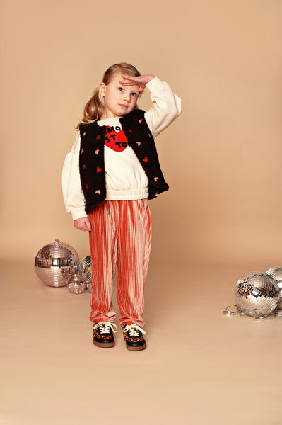 Stains & Stories Girls Teddy Gilet Hartjes in maat 92,98,104,110,116