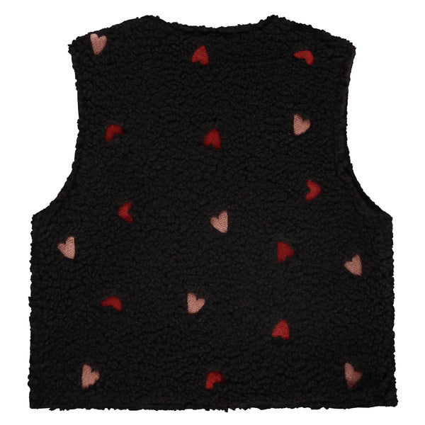 Stains & Stories Girls Teddy Gilet Hartjes in maat 92,98,104,110,116