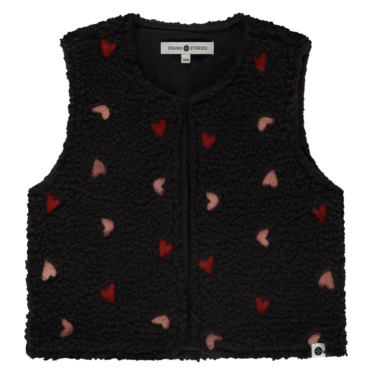 Stains & Stories Girls Teddy Gilet Hartjes