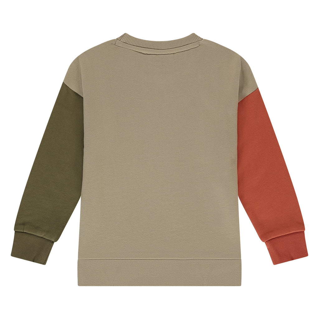 Stains & Stories Boys Sweater Beige Army Orange Maat 92 tot en met 116