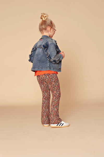 Stains & Stories Spijkerjasje Meisjes met franjes en een bloemetjes legging