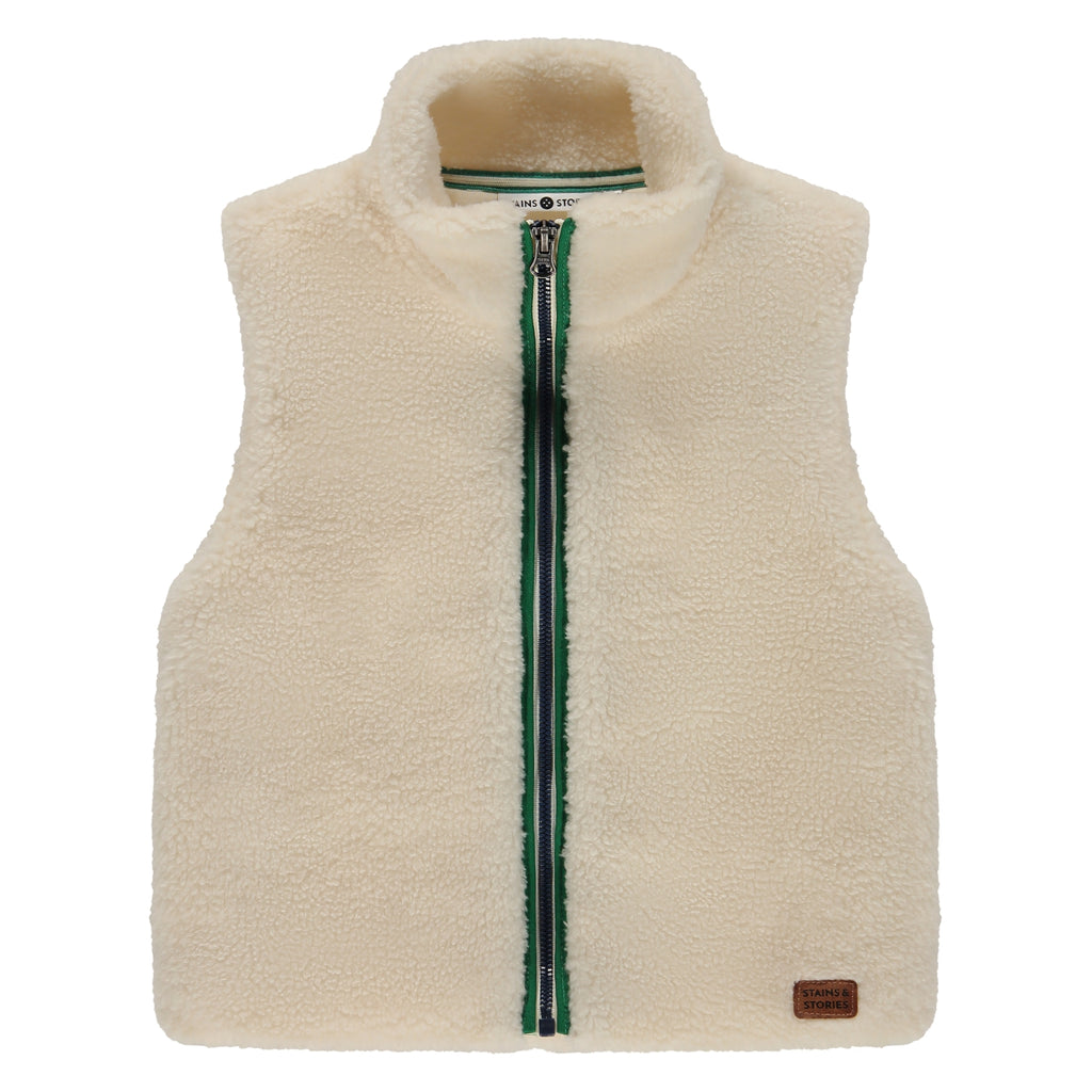 Stains & Stories Vestje Teddy Offwhite in maat 92,98,104,110,116