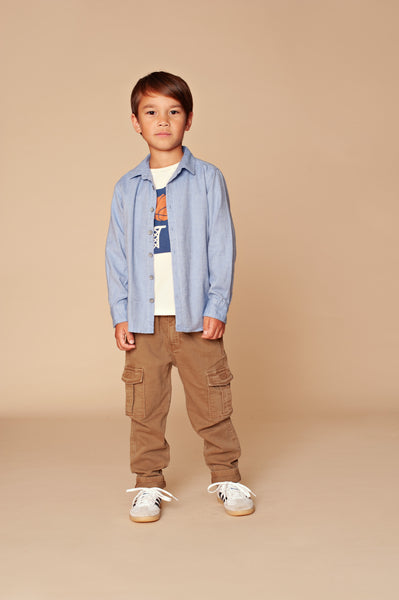 Stains & Stories boys shirt long sleeve Blue in maat 92,98,104,110,116